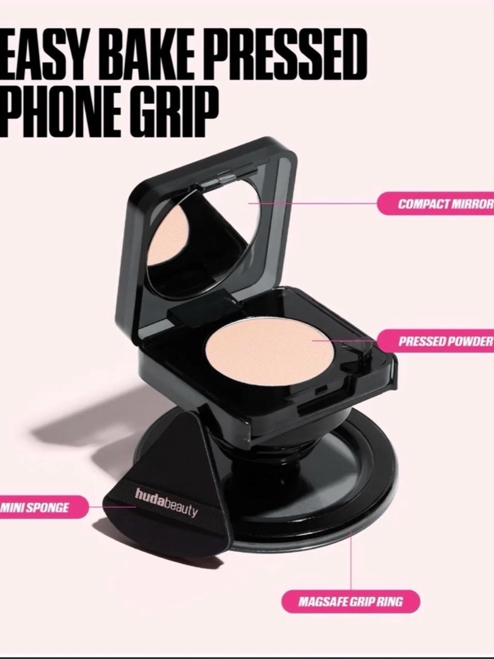 HUDA BEAUTY PRESSED POWDER PHONE GRIP POUND CAKE NIB🤳🏻